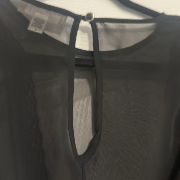 Derek Heart Black Asymmetrical Cut Out Blouse size large - Picture 7 of 11